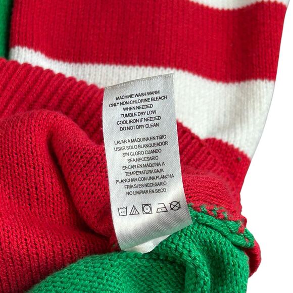 To Be Jolly Holiday Pullover Women Size Large Red Green White Elf Ugly Sweater - Picture 11 of 13